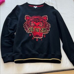 Kenzo Men Black Sweatshirt with Red and Gold Tiger Motif